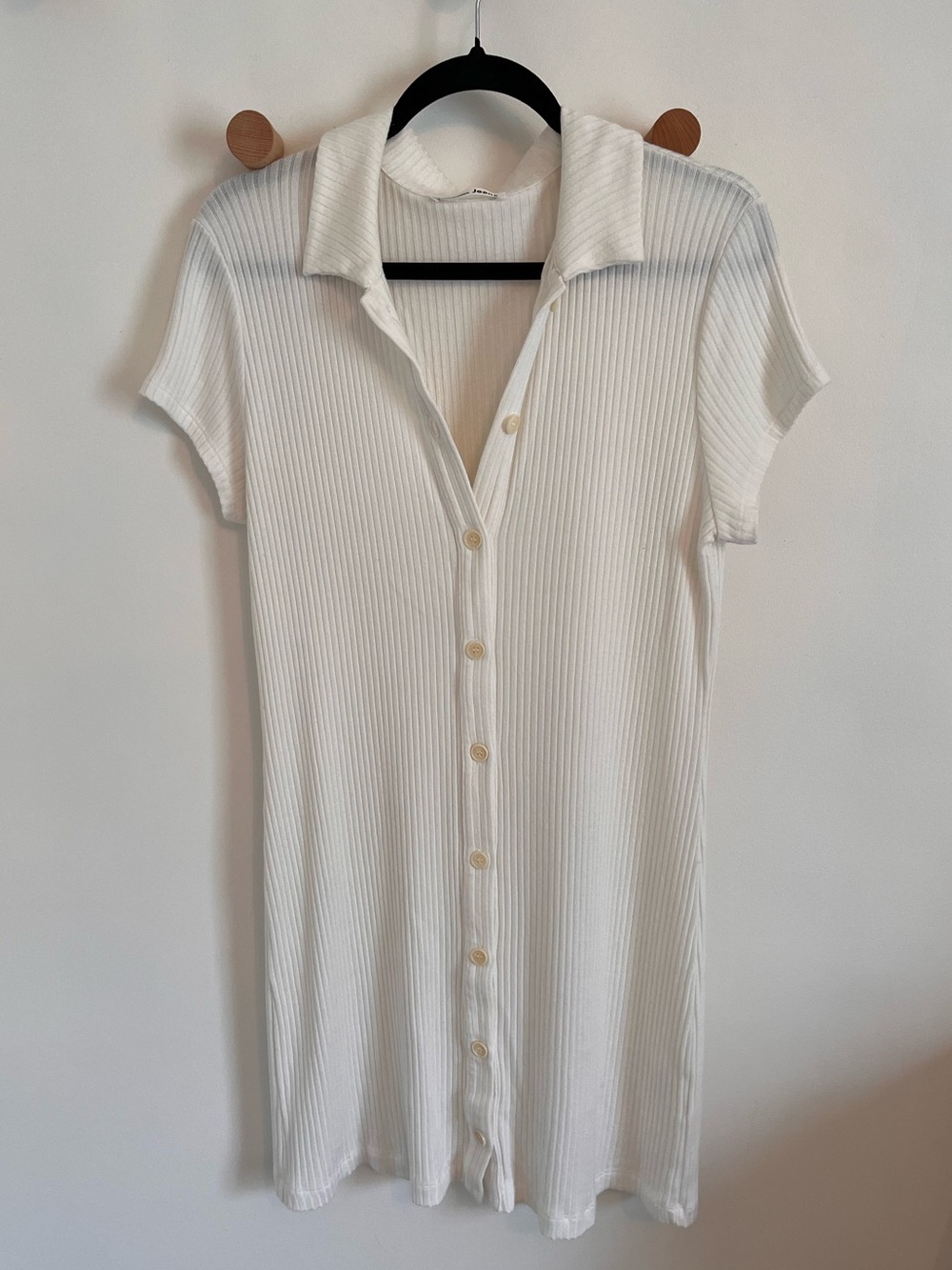 Reformation Jeans Ribbed Polo Dress in Off-White